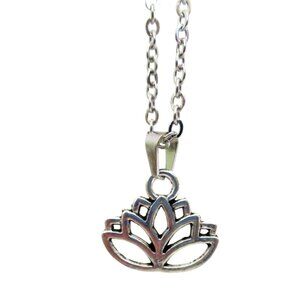 New Lotus Flower Pendant Necklace 18" Stainless Chain - Purity Yoga  Jewelry